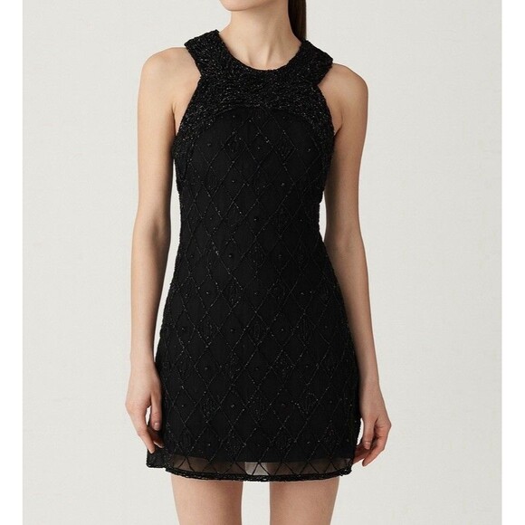 Vintage Scala Black Silk Beaded Sequin Evening Party Formal Dress Sz PXL - Picture 1 of 11